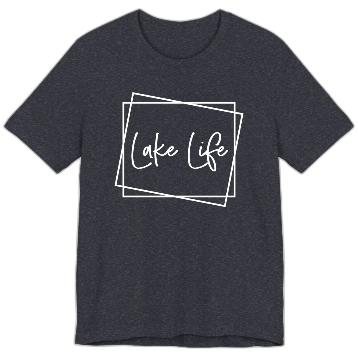 Lake Life Script Design Premium T-Shirt in Heather Navy