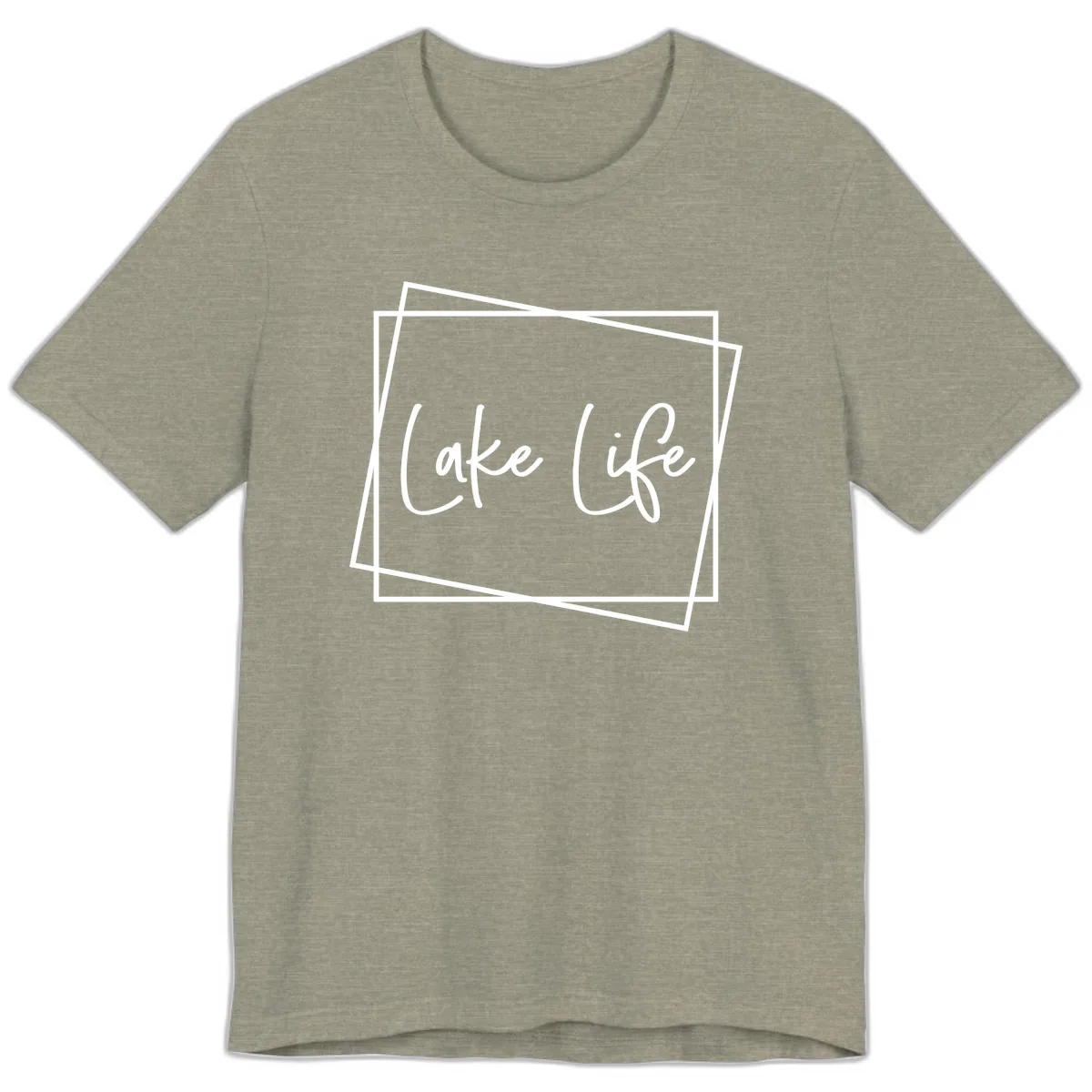 Lake Life Script Design Premium T-Shirt in Heather Stone