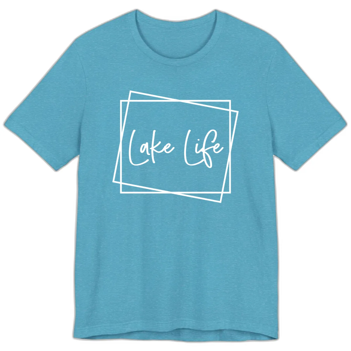 Lake Life Script Design Premium T-Shirt in Heather Aqua