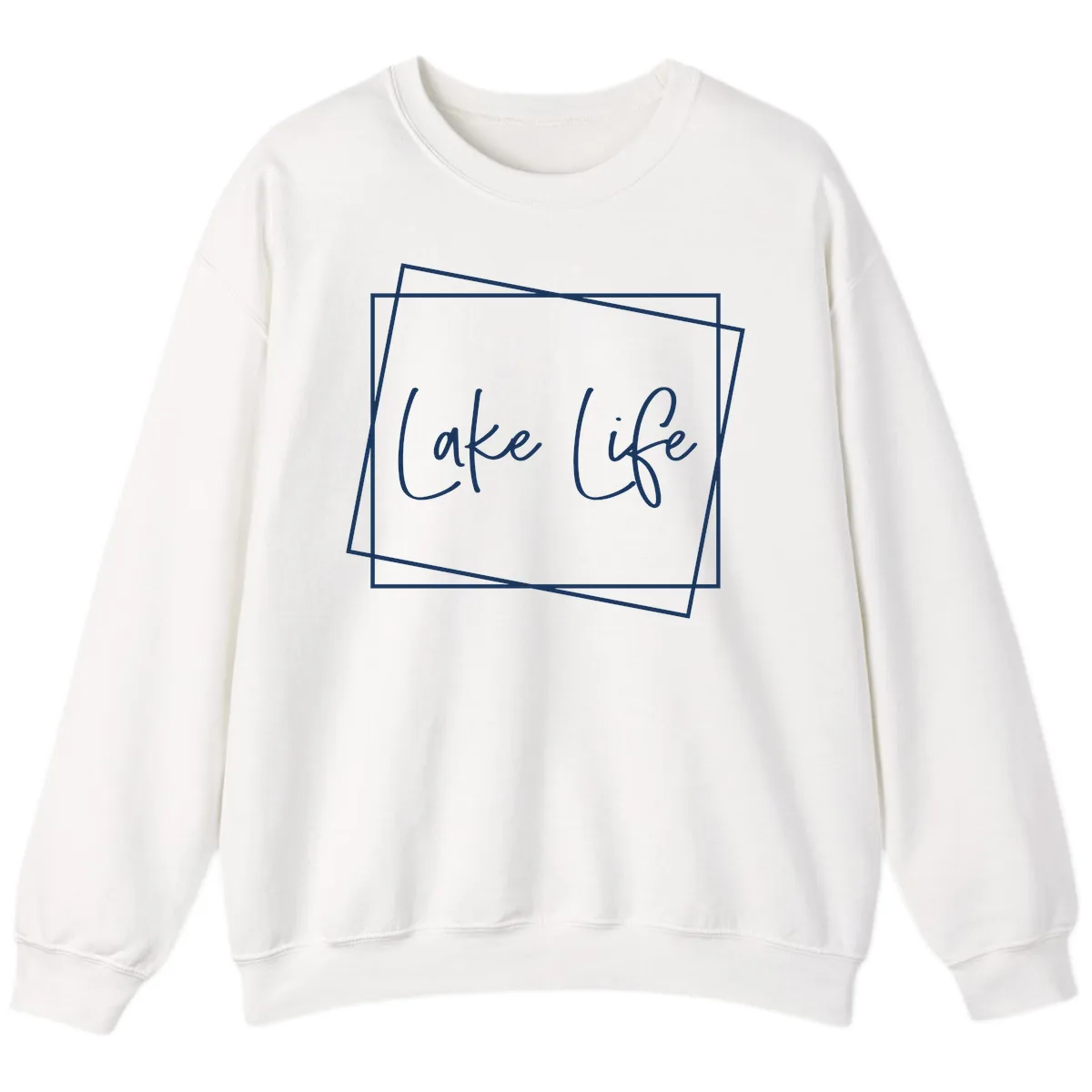 Lake Life Script Design Sweatshirt in White