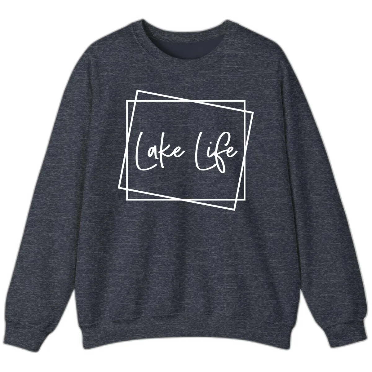Lake Life Script Design Sweatshirt in Heather Sport Dark Navy