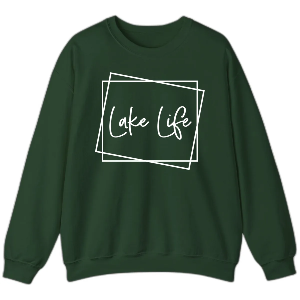 Lake Life Script Design Sweatshirt in Forest Green
