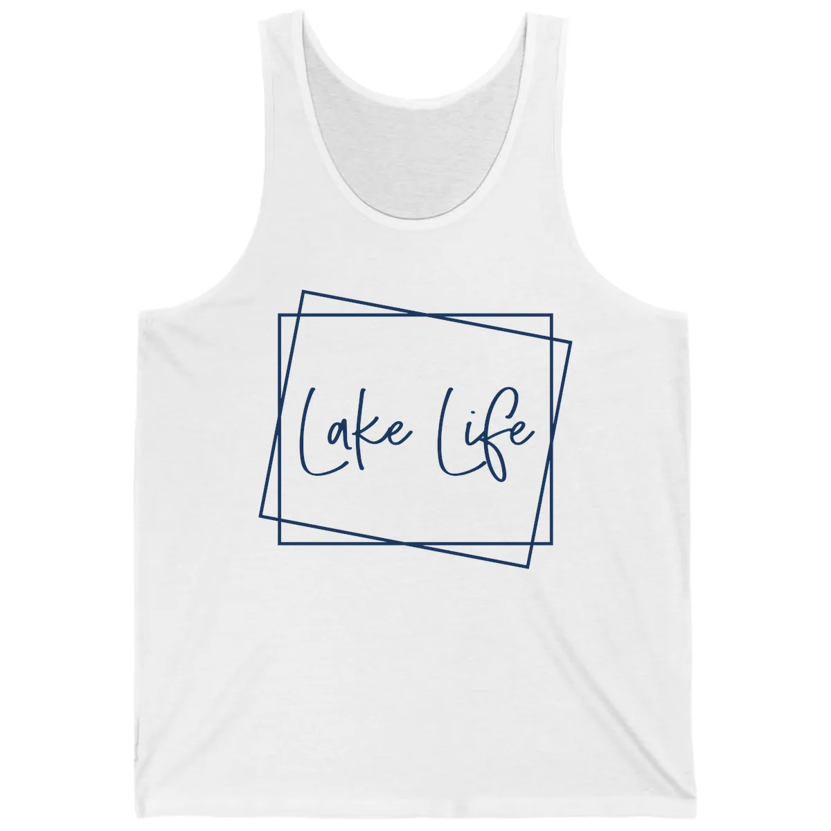 Lake Life Script Design Tank in White