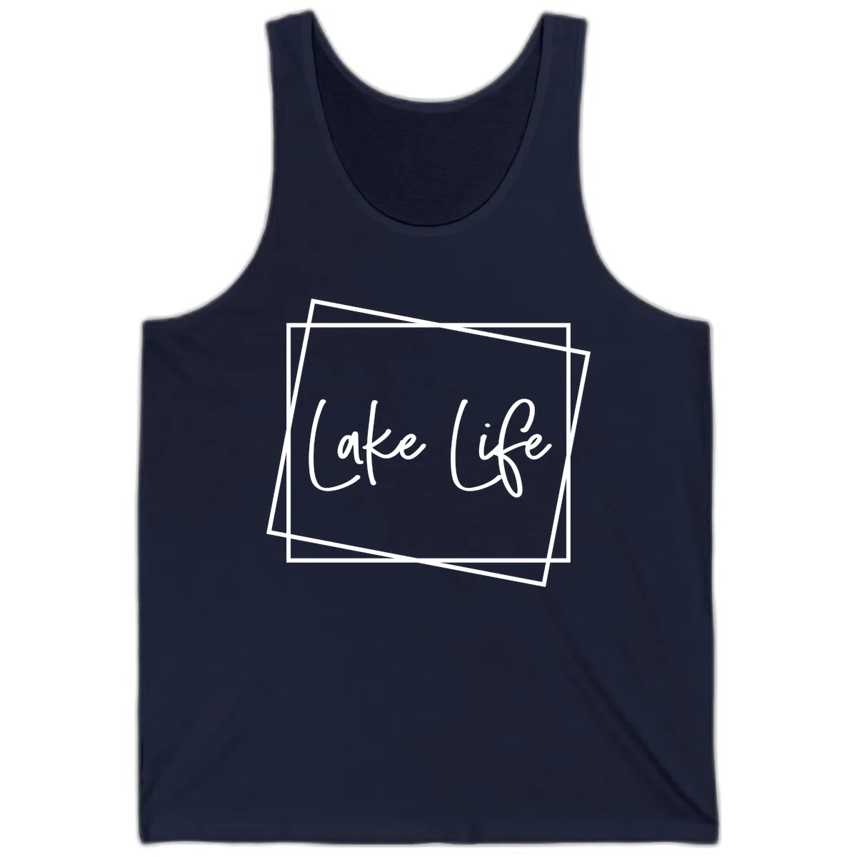 Lake Life Script Design Tank in Navy