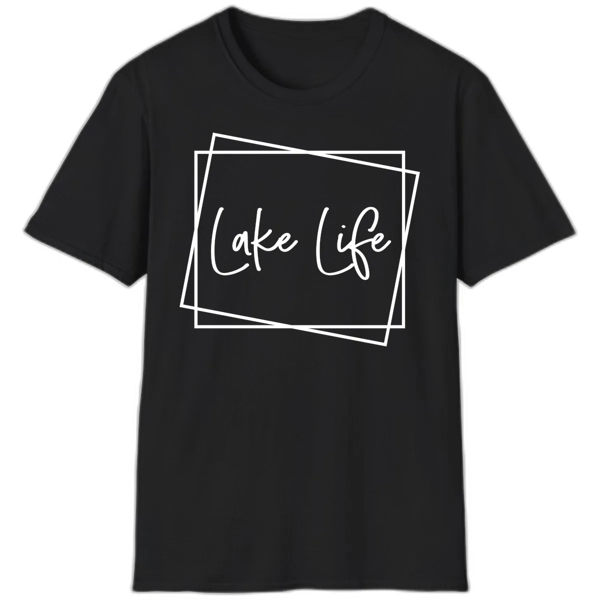 Lake Life Script Design T-Shirt in Black