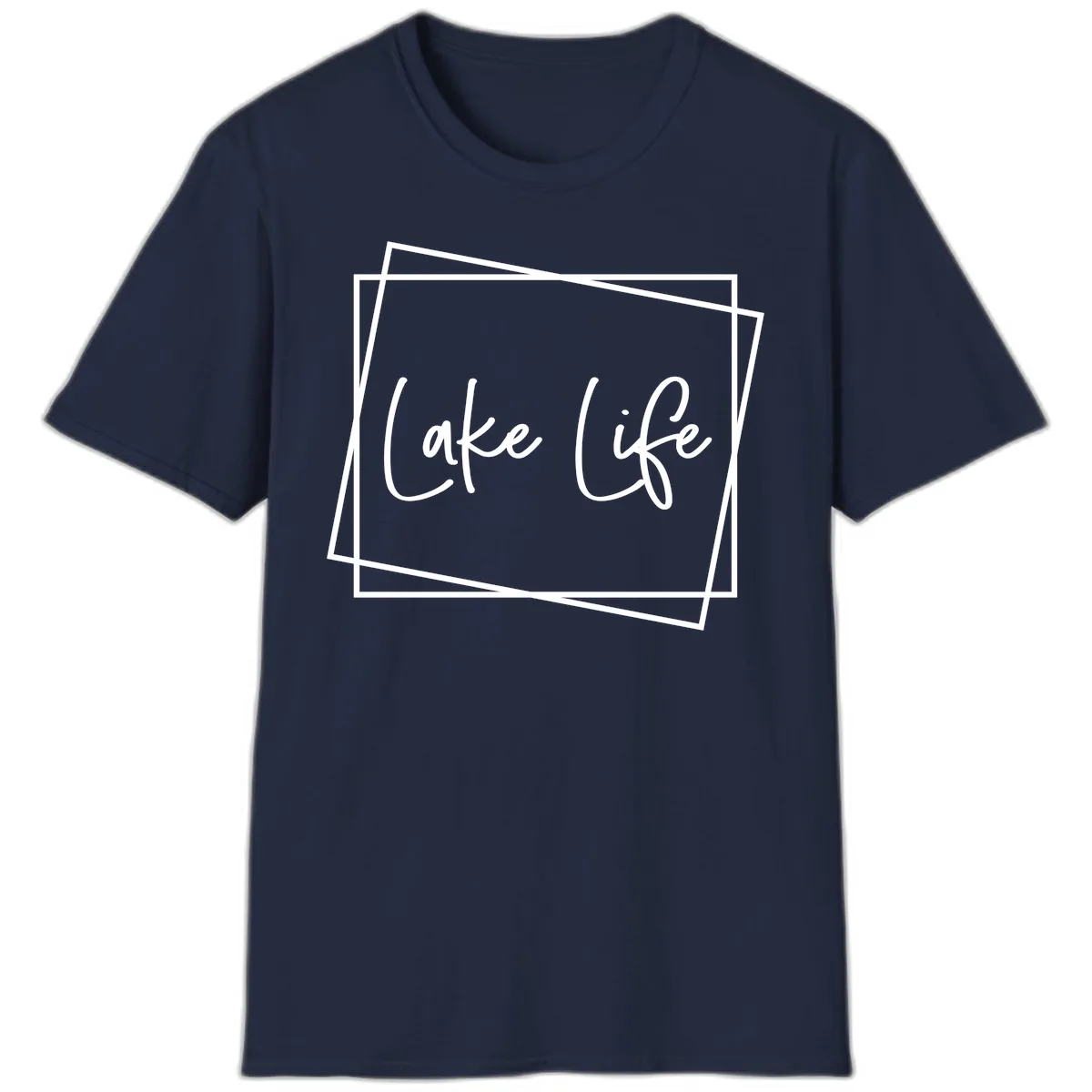 Lake Life Script Design T-Shirt in Navy