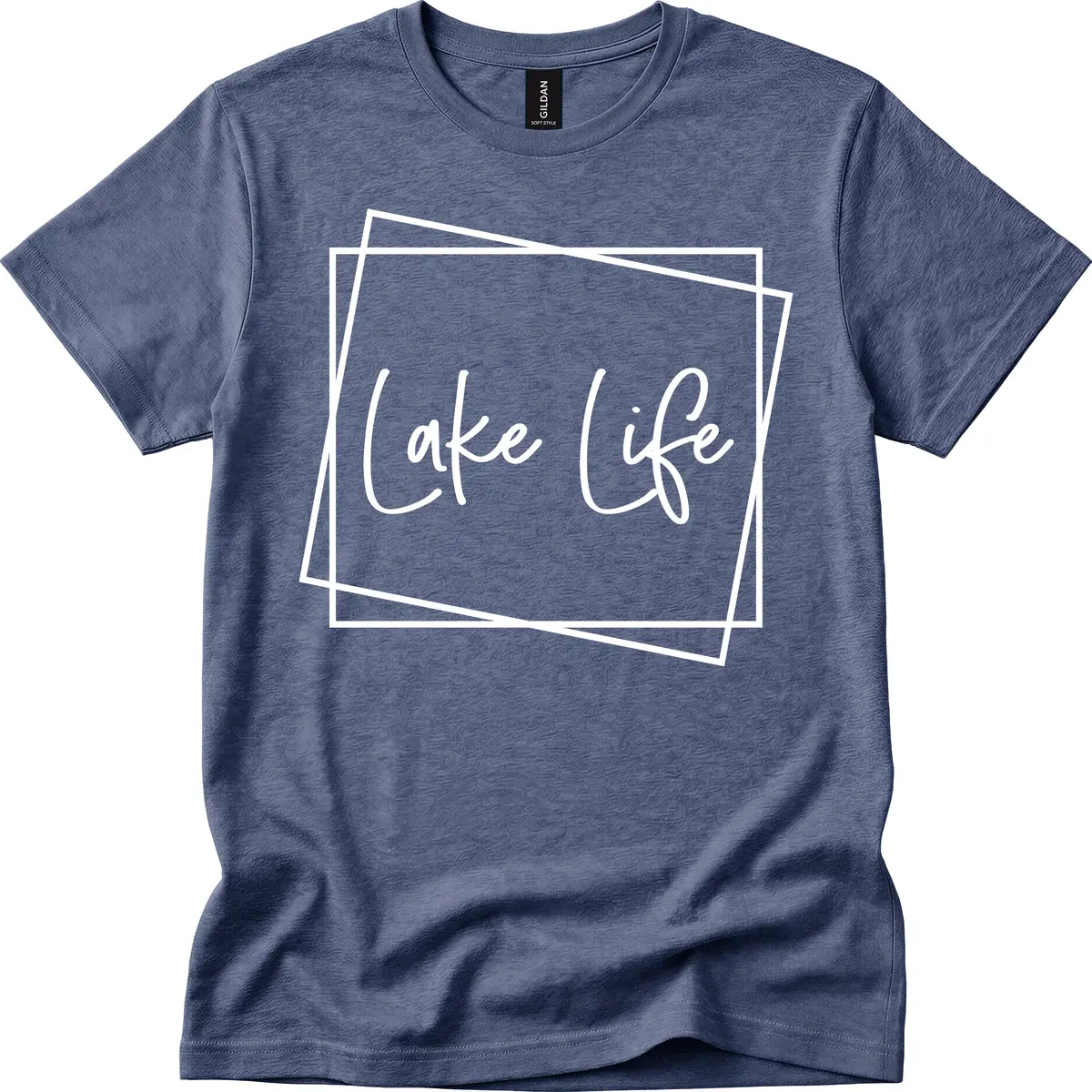 Lake Life Script Design T-Shirt in Heather Navy