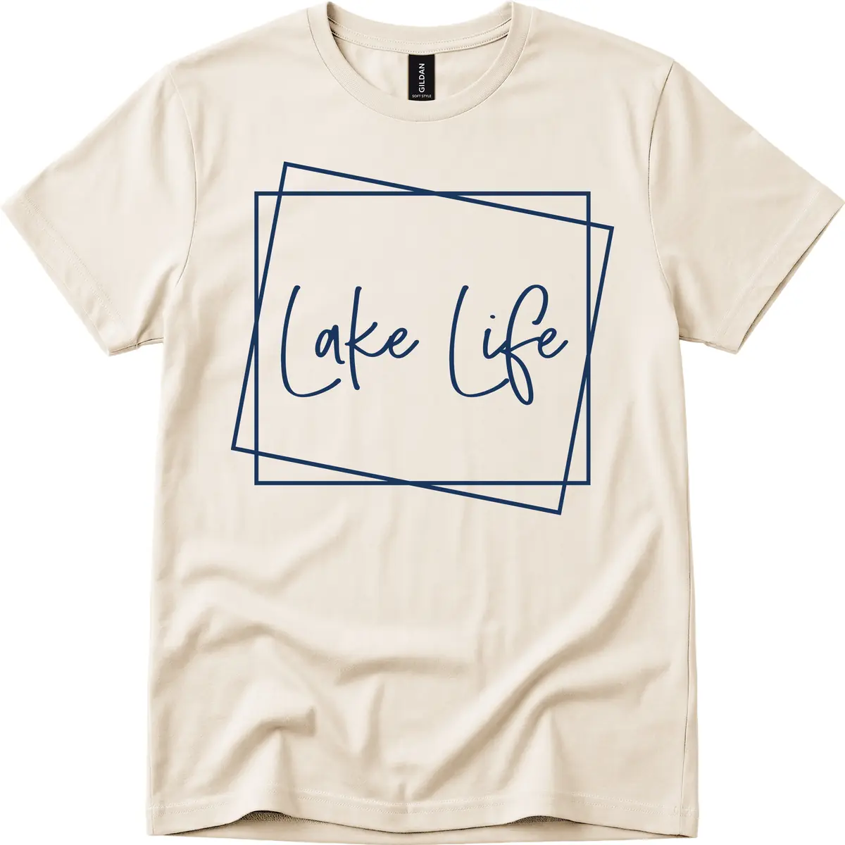 Lake Life Script Design T-Shirt in Natural