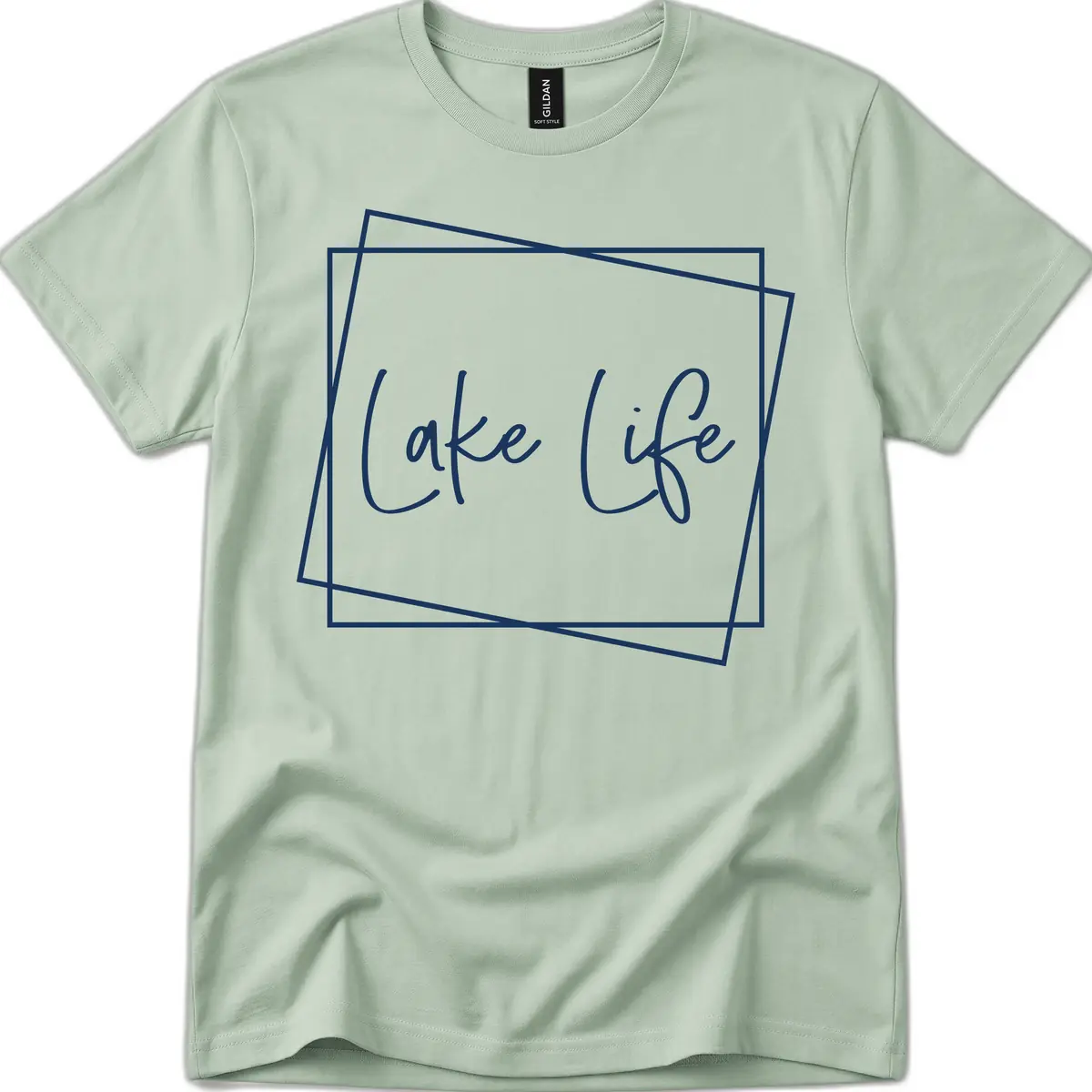 Lake Life Script Design T-Shirt in Sage