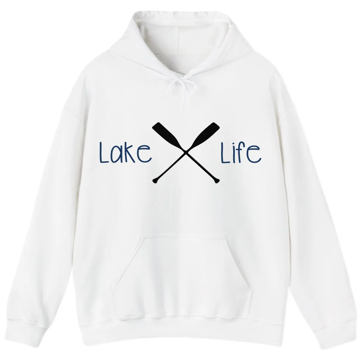 Lake Life Oar Design Hoodie in White