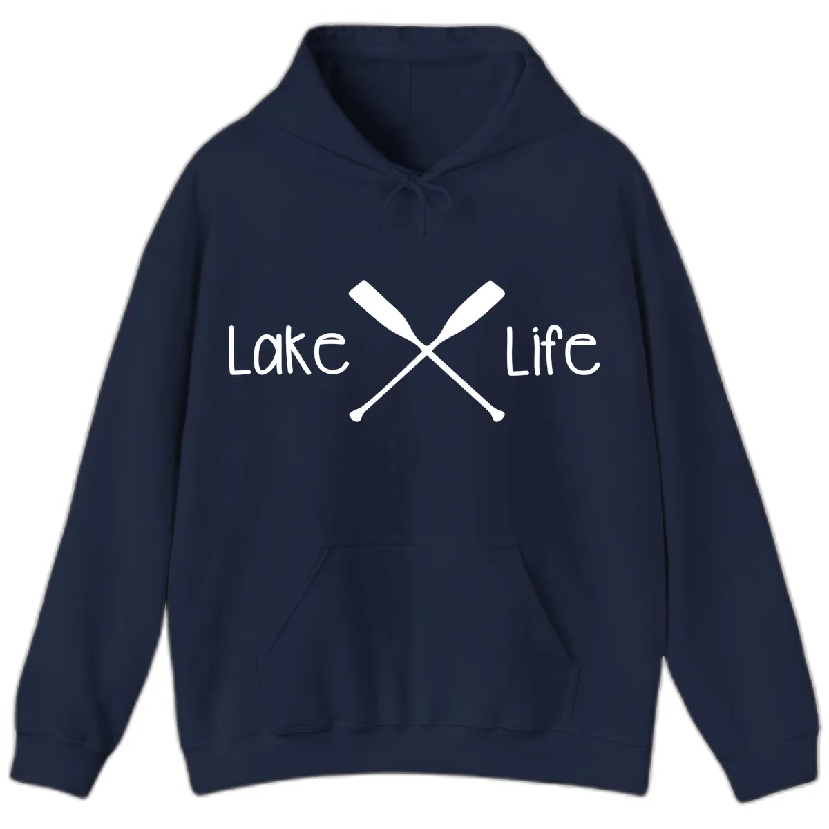 Lake Life Oar Design Hoodie in Navy