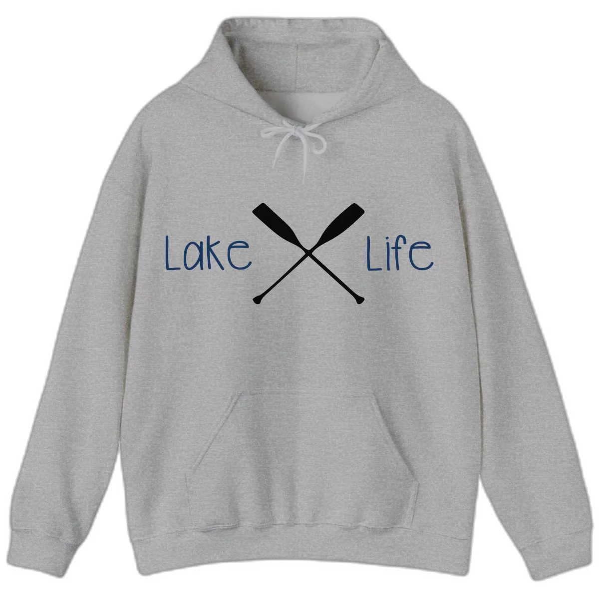 Lake Life Oar Design Hoodie in Sport Grey