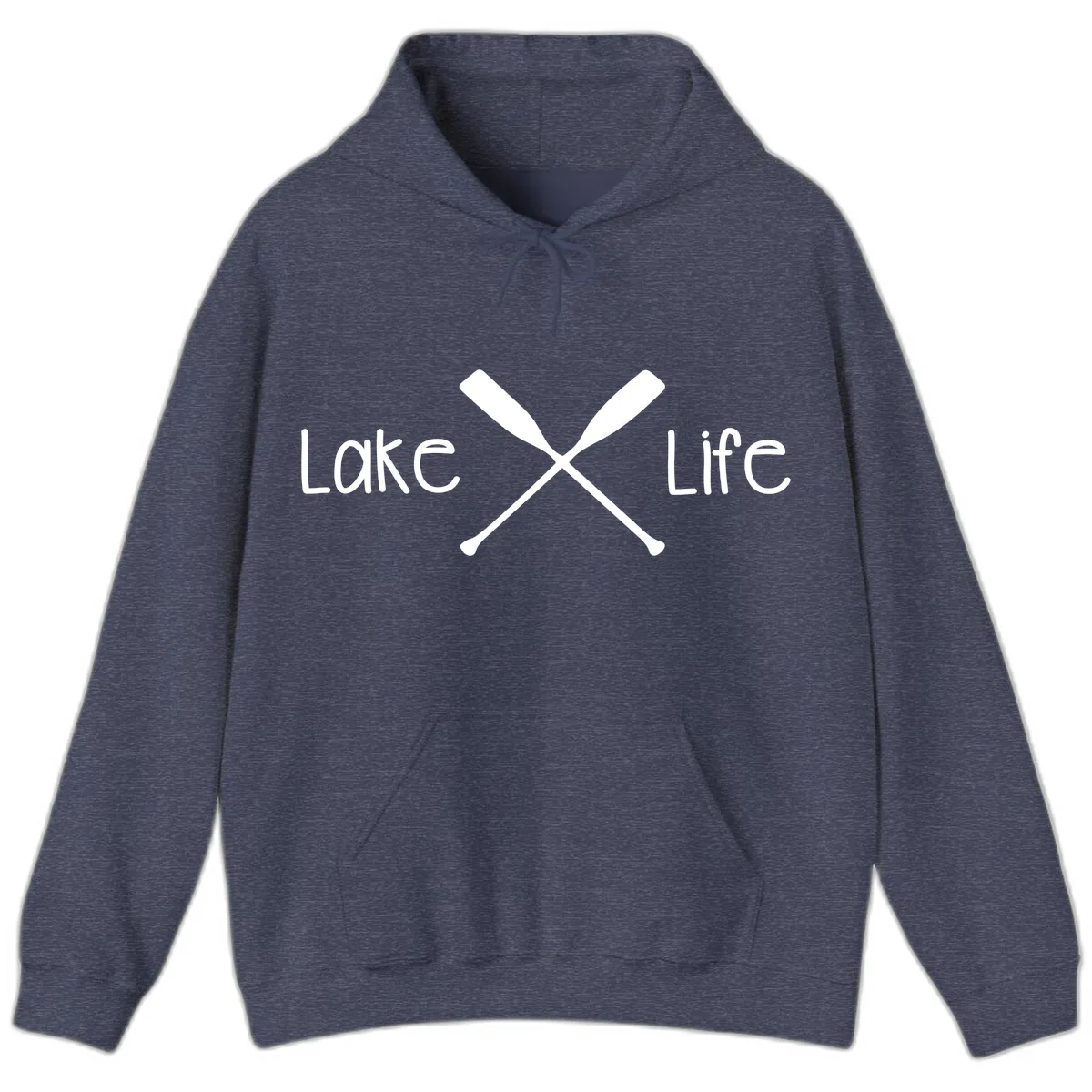 Lake Life Oar Design Hoodie in Heather Sport Dark Navy