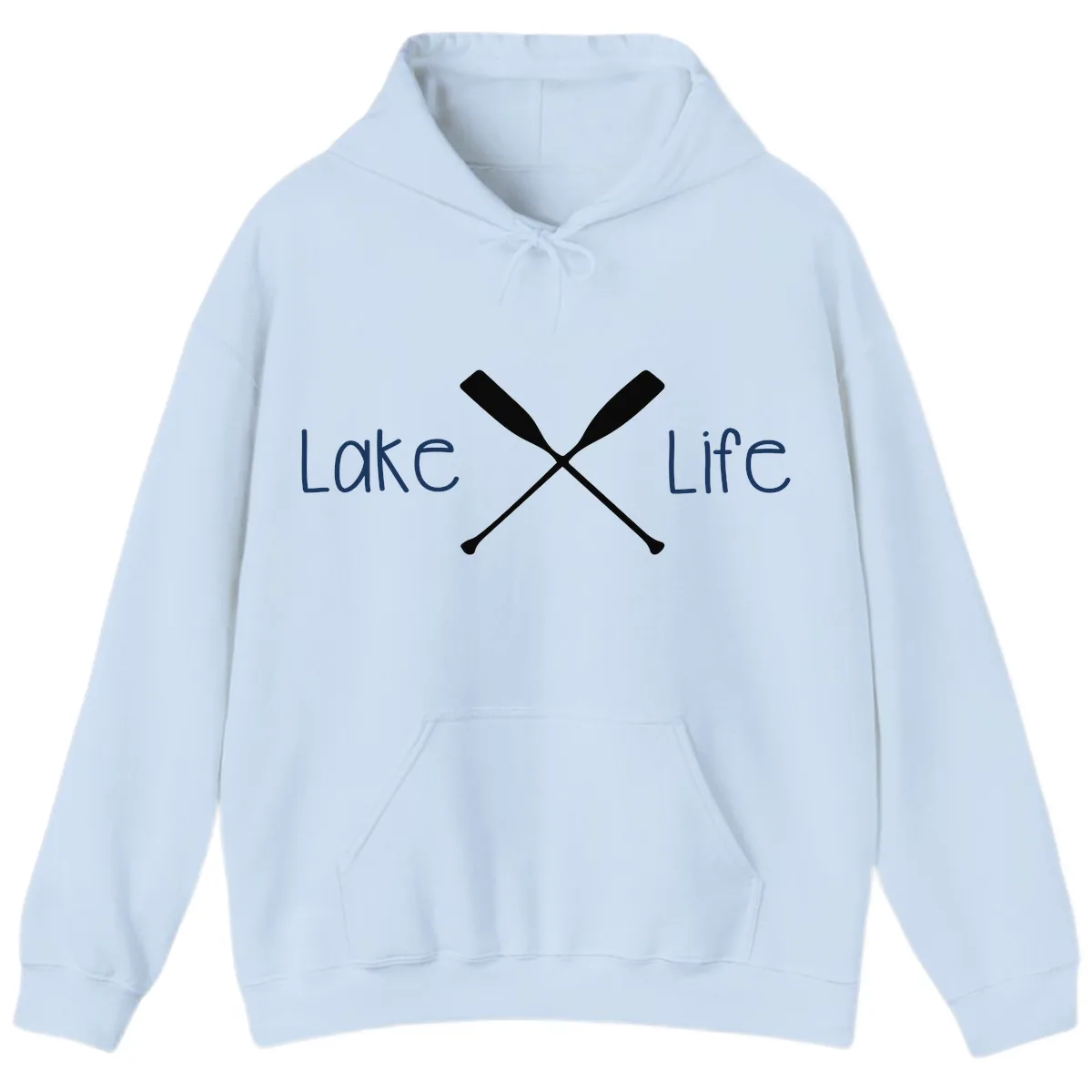Lake Life Oar Design Hoodie in Light Blue