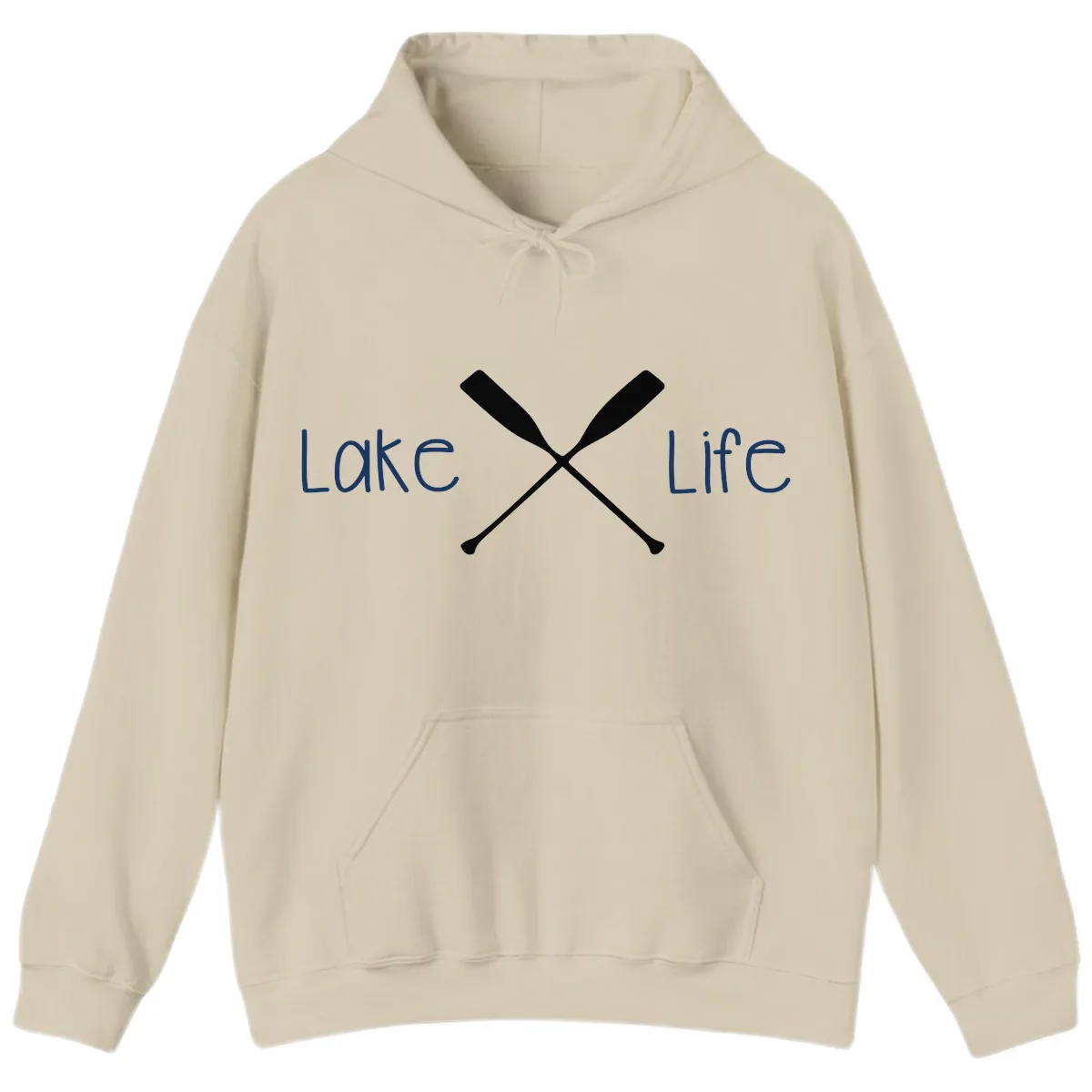 Lake Life Oar Design Hoodie in Sand