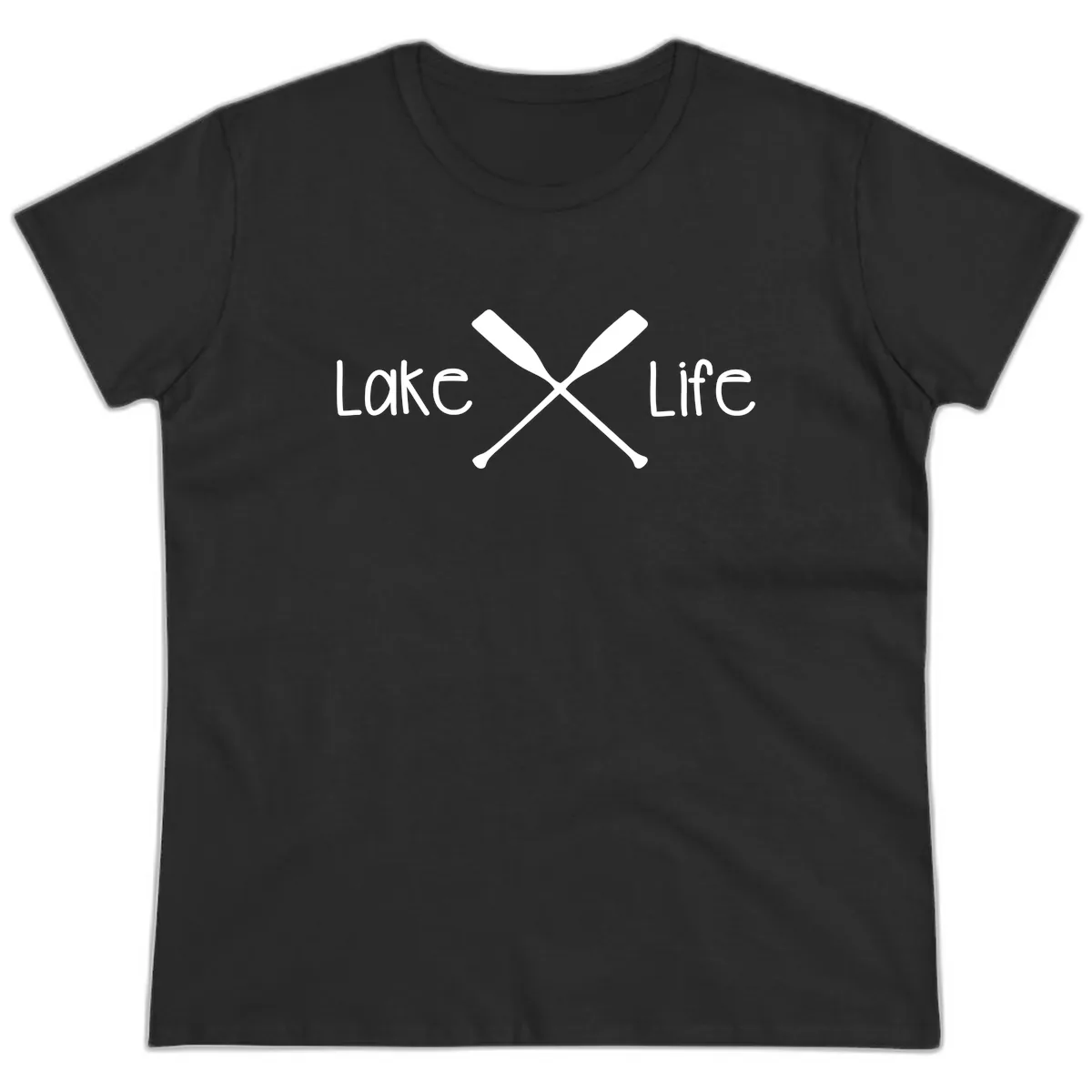 Lake Life Oar Design Ladies Tee in Black