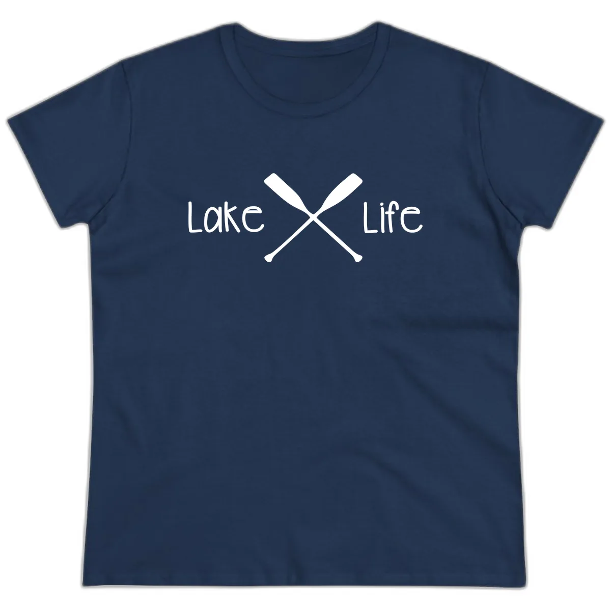 Lake Life Oar Design Ladies Tee in Navy