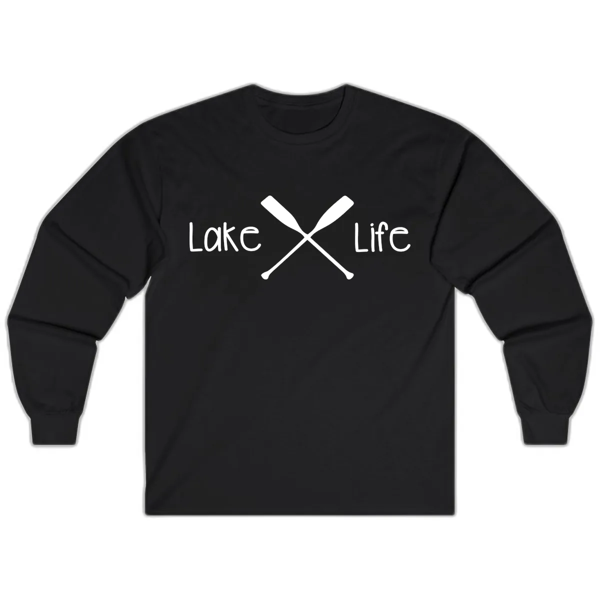 Lake Life Oar Design Long Sleeve in Black