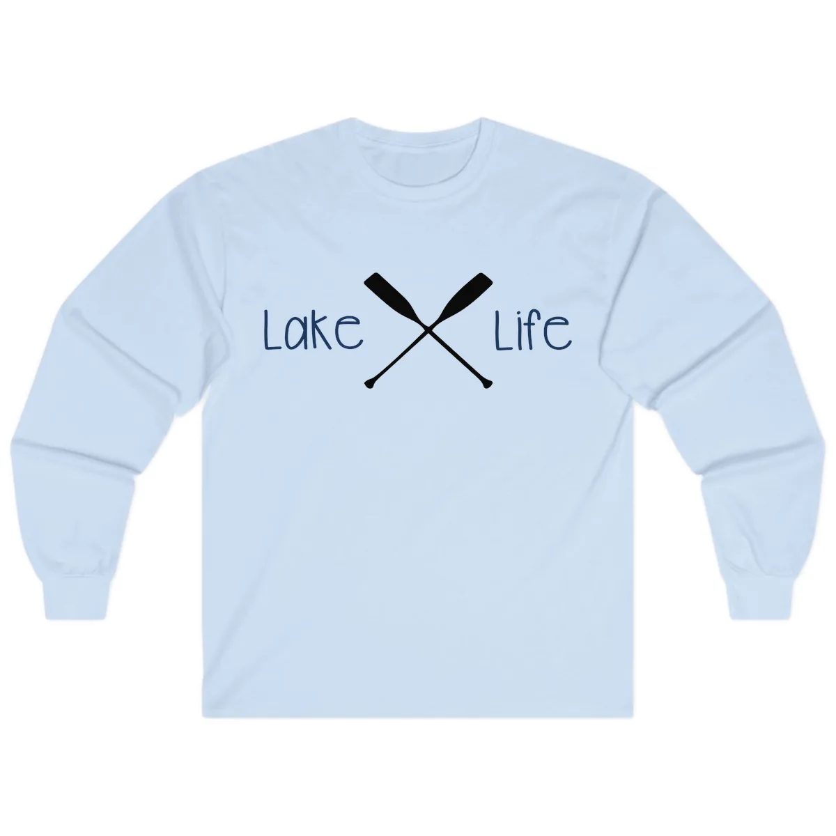 Lake Life Oar Design Long Sleeve in Light Blue
