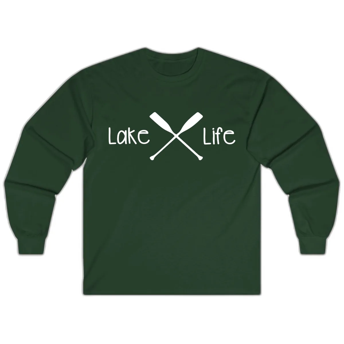 Lake Life Oar Design Long Sleeve in Forest Green