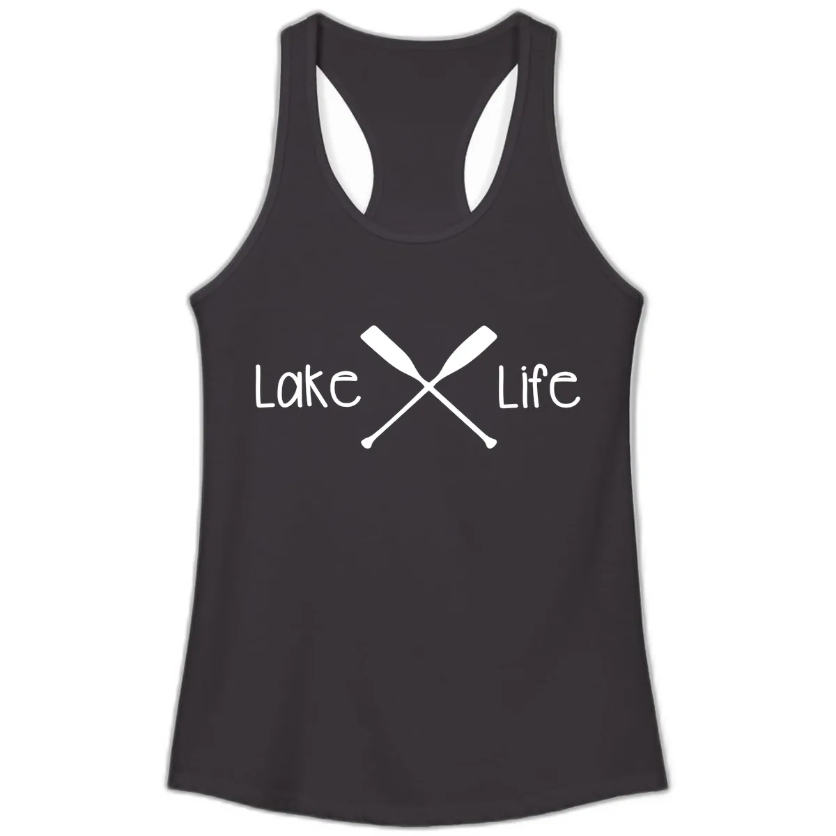 Lake Life Oar Design Ladies Tank in Black