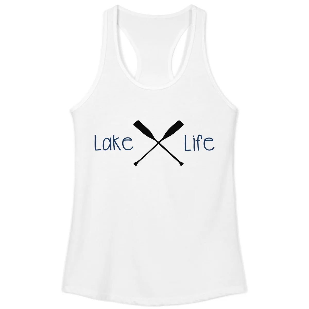 Lake Life Oar Design Ladies Tank in White