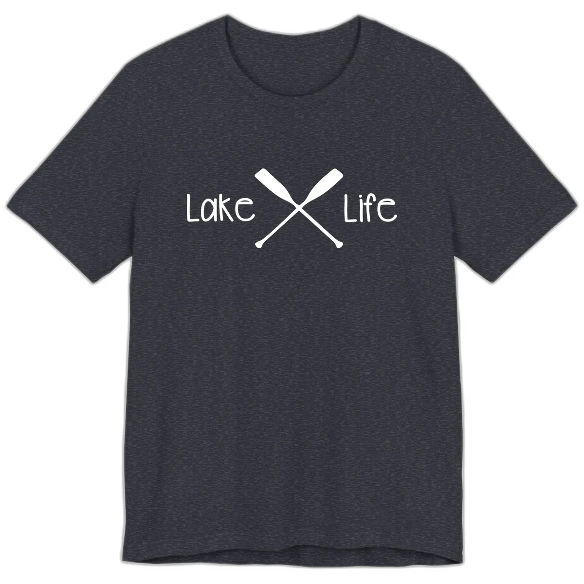 Lake Life Oar Design Premium T-Shirt in Heather Navy