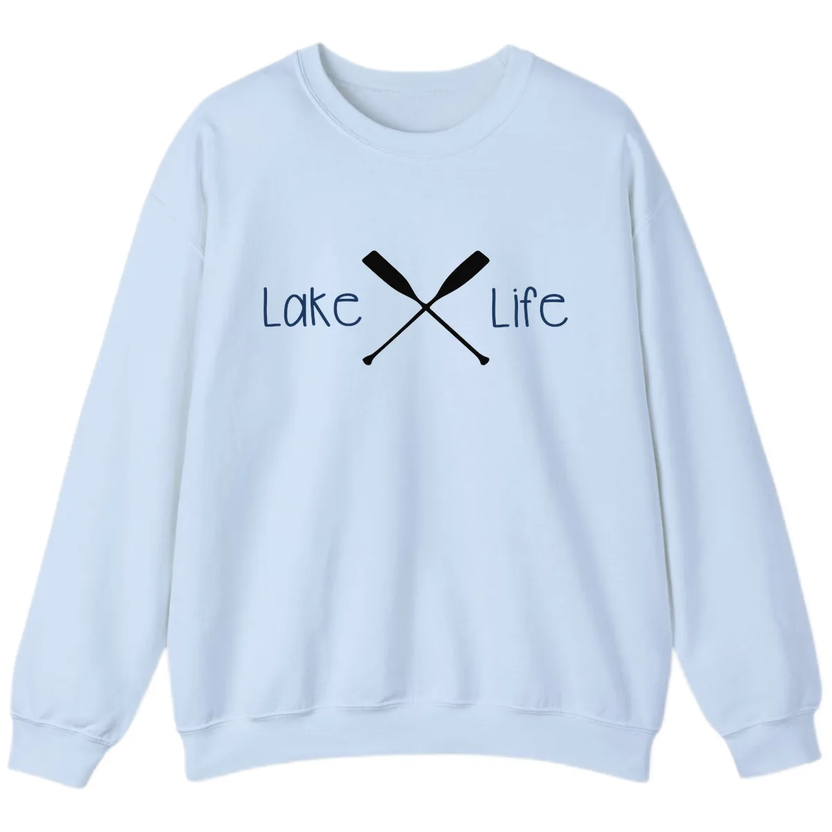 Lake Life Oar Design Sweatshirt in Light Blue