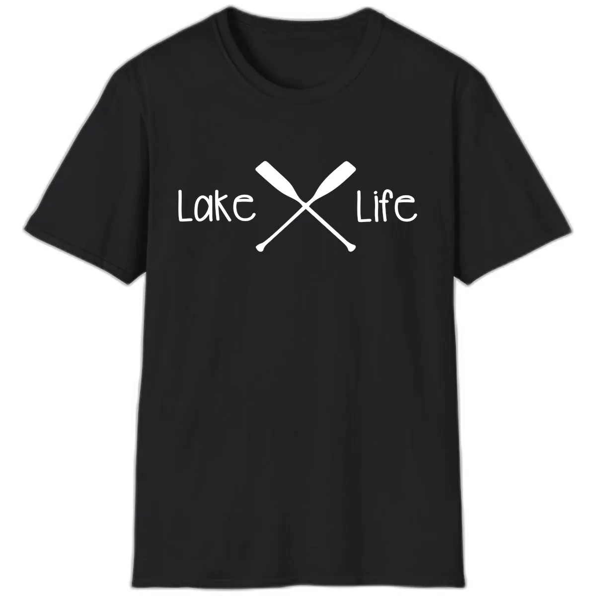 Lake Life Oar Design T-Shirt in Black