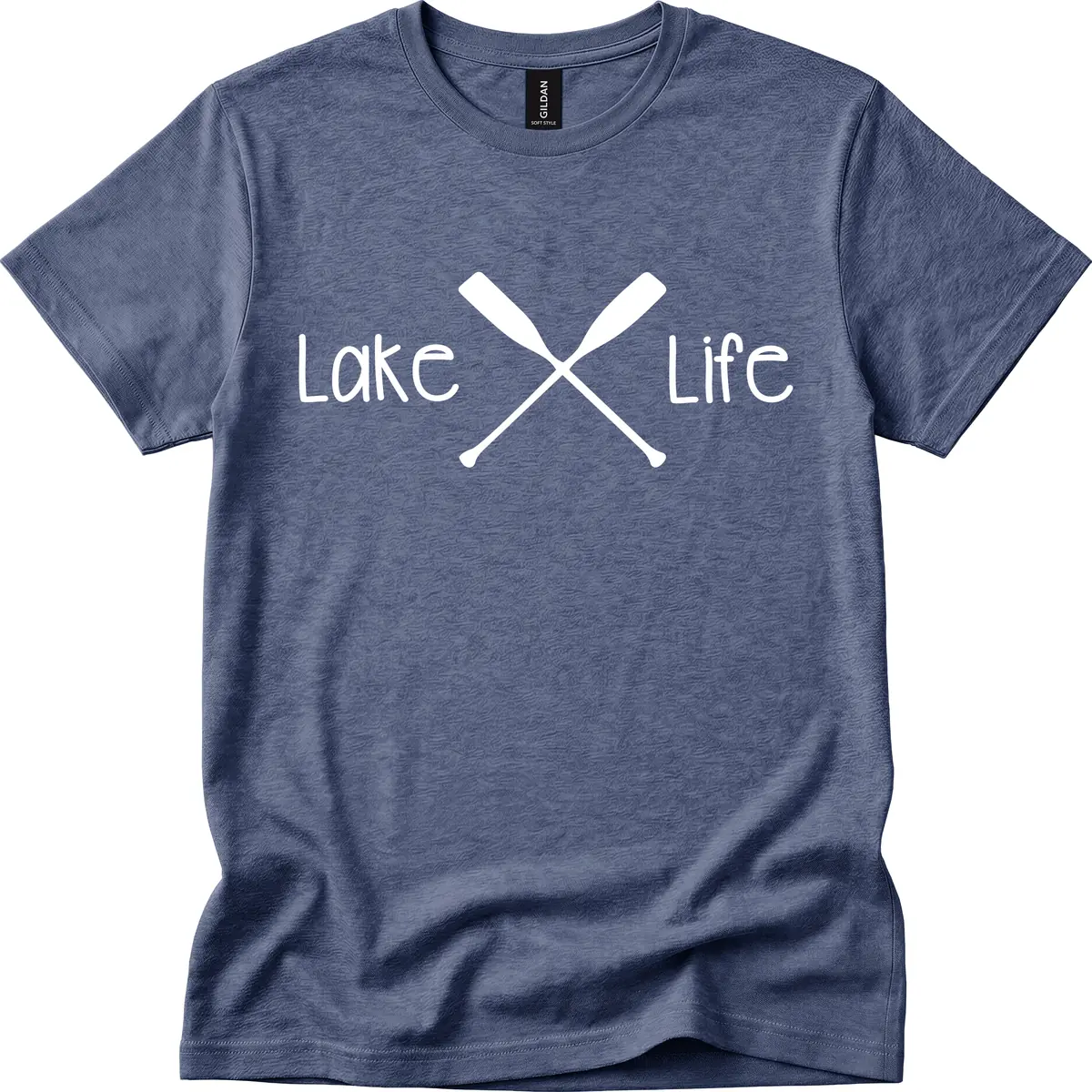 Lake Life Oar Design T-Shirt in Heather Navy