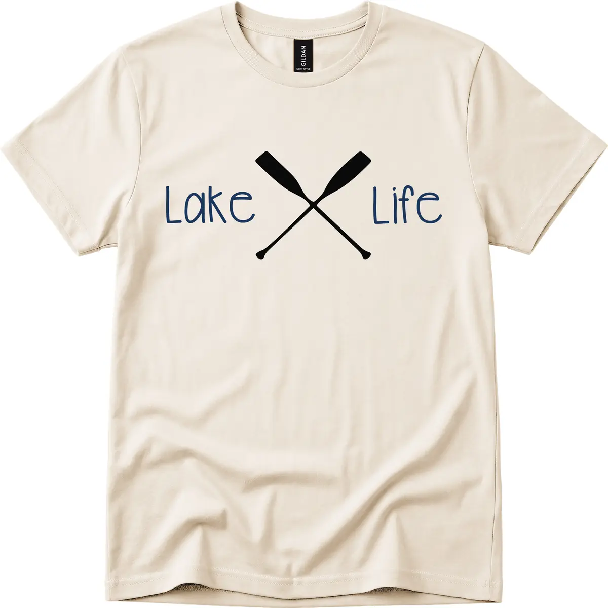 Lake Life Oar Design T-Shirt in Natural