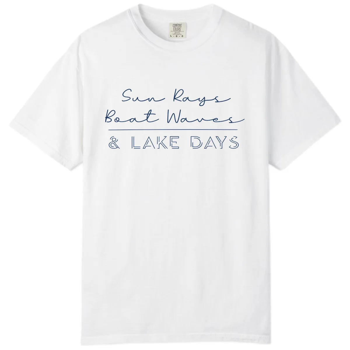 Sun Rays Boat Waves Lake Days Design Comfort Color in White