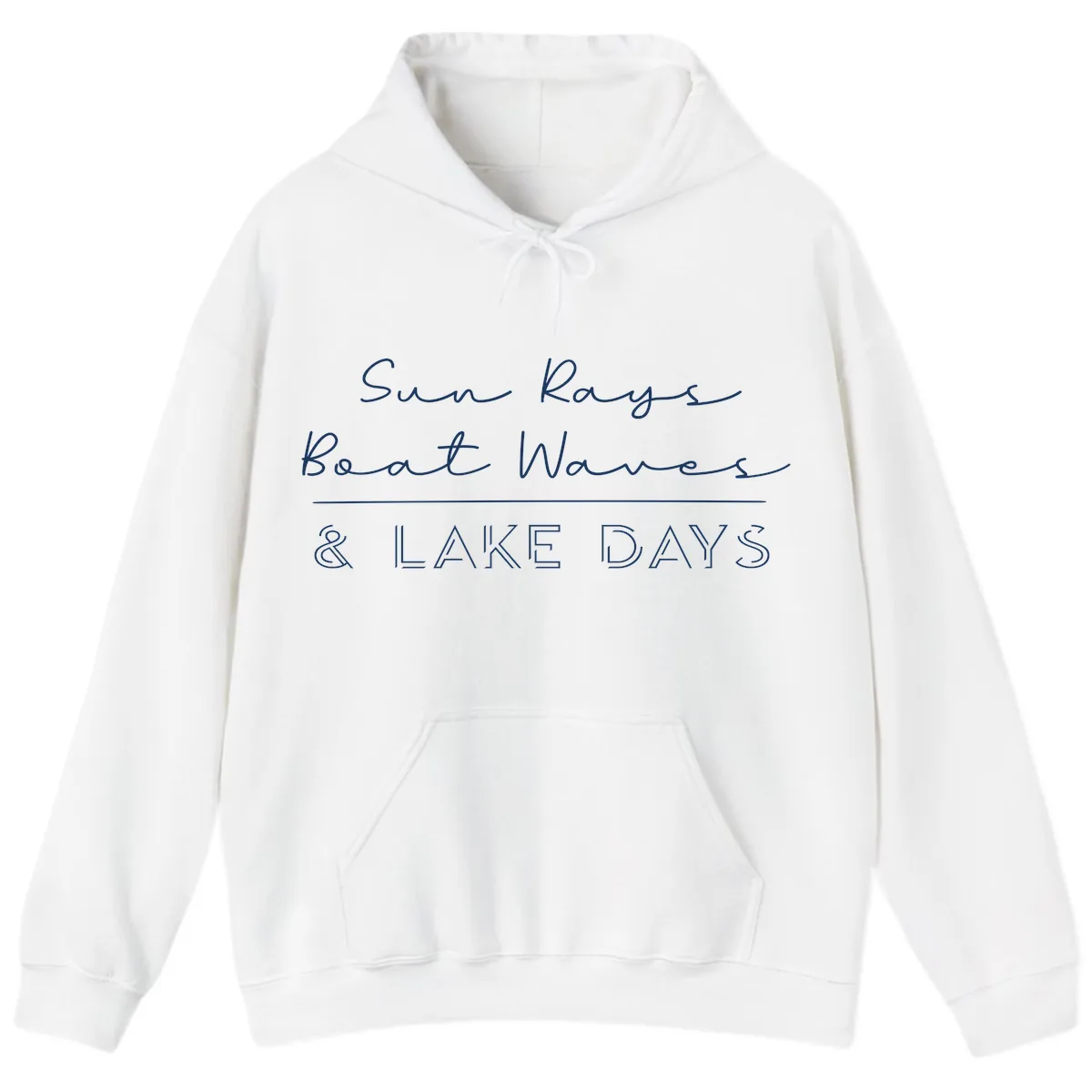 Sun Rays Boat Waves Lake Days Design Hoodie in White