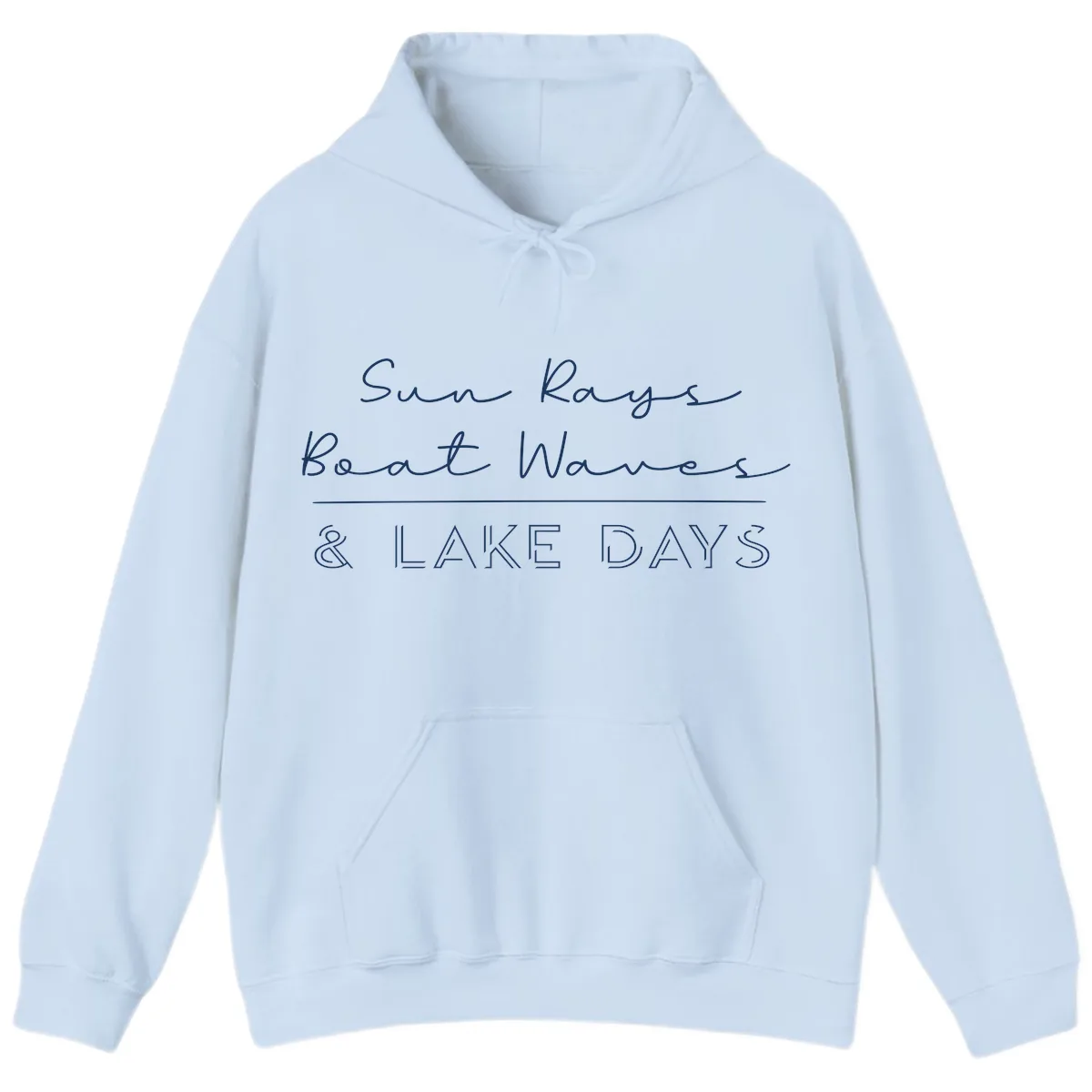 Sun Rays Boat Waves Lake Days Design Hoodie in Light Blue