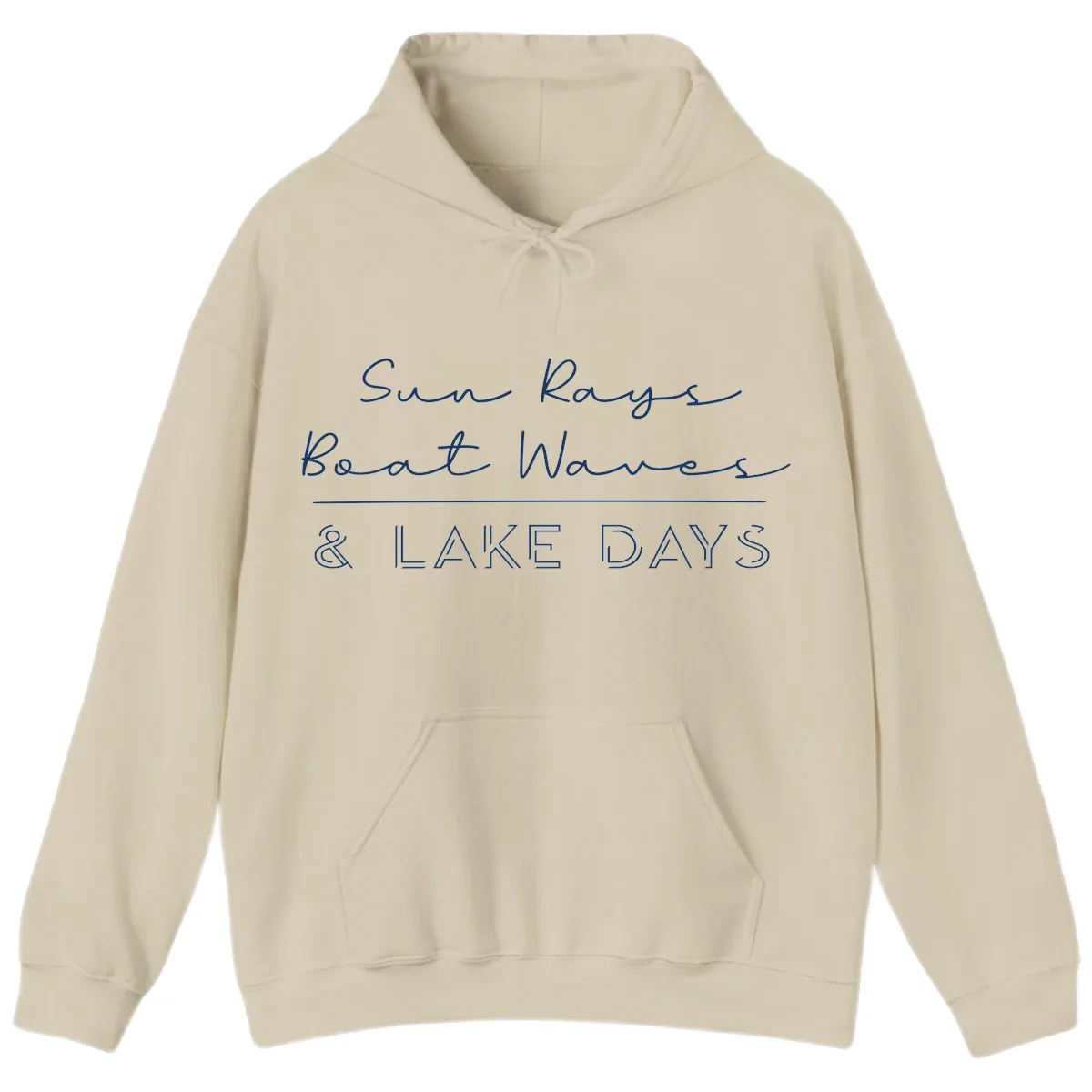 Sun Rays Boat Waves Lake Days Design Hoodie in Sand