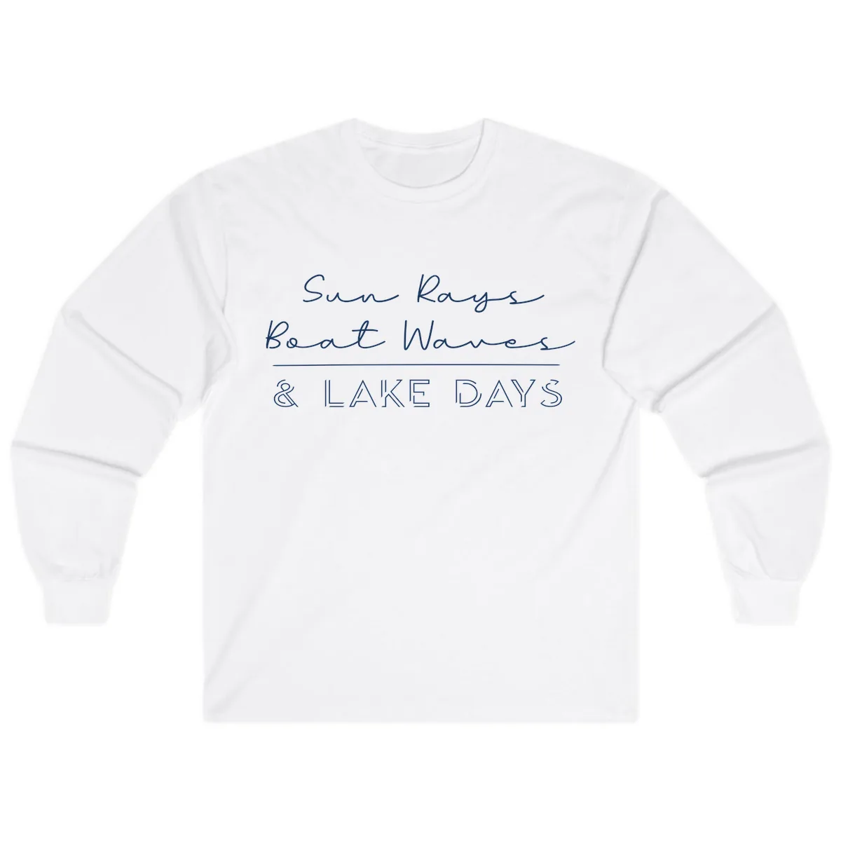 Sun Rays Boat Waves Lake Days Design Long Sleeve in White