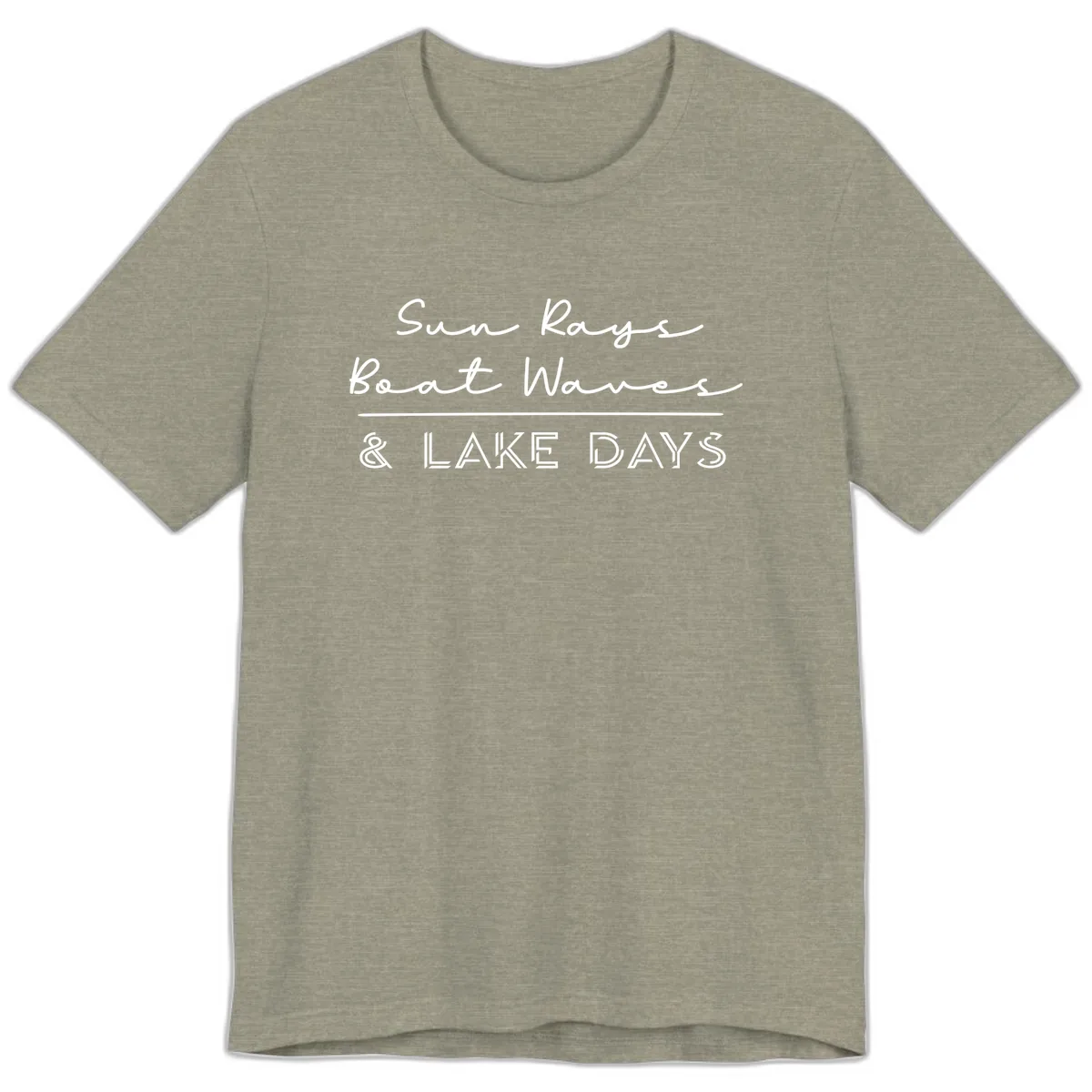 Sun Rays Boat Waves Lake Days Design Premium T-Shirt in Heather Stone