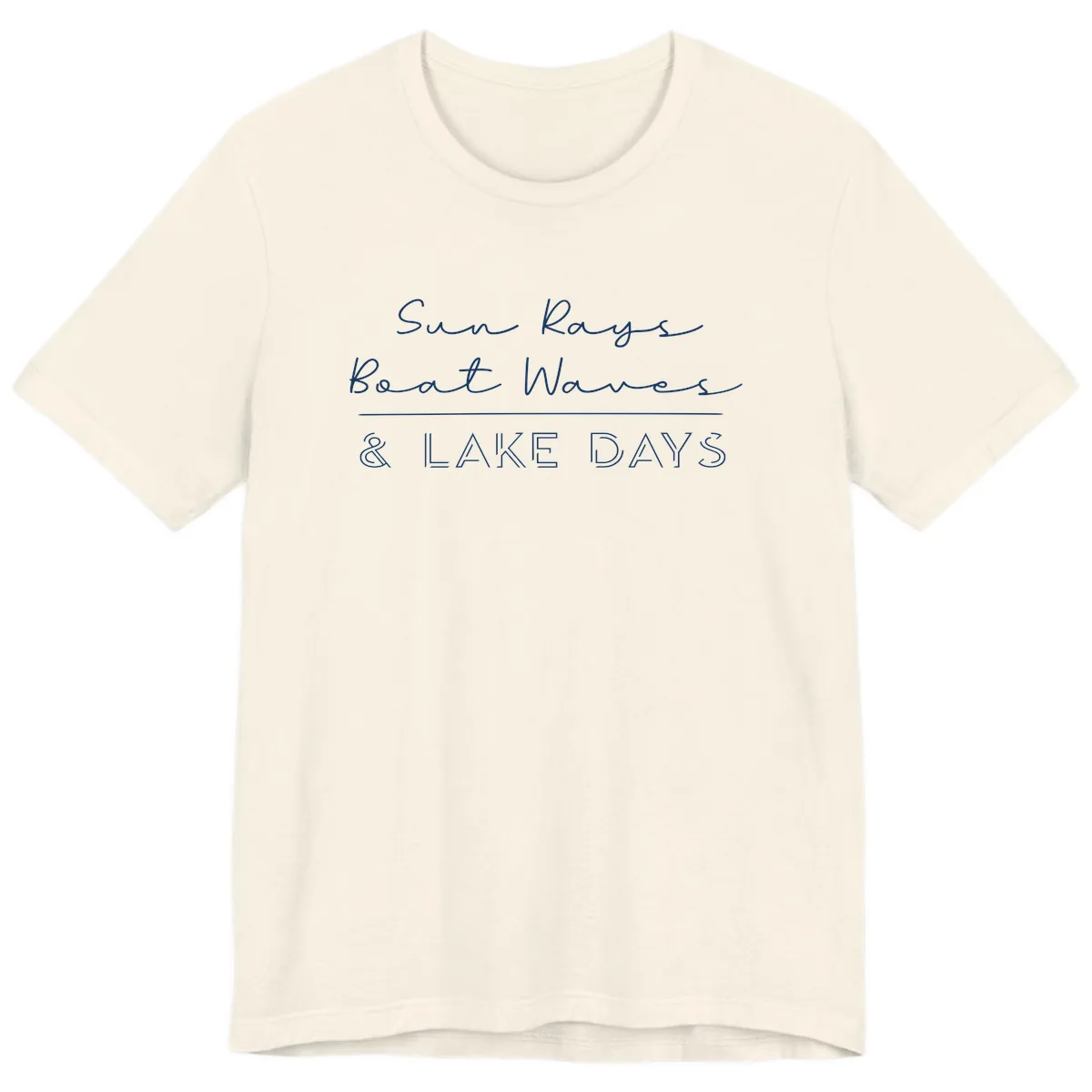 Sun Rays Boat Waves Lake Days Design Premium T-Shirt in Natural