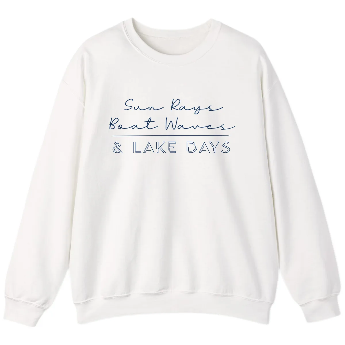 Sun Rays Boat Waves Lake Days Design Sweatshirt in White