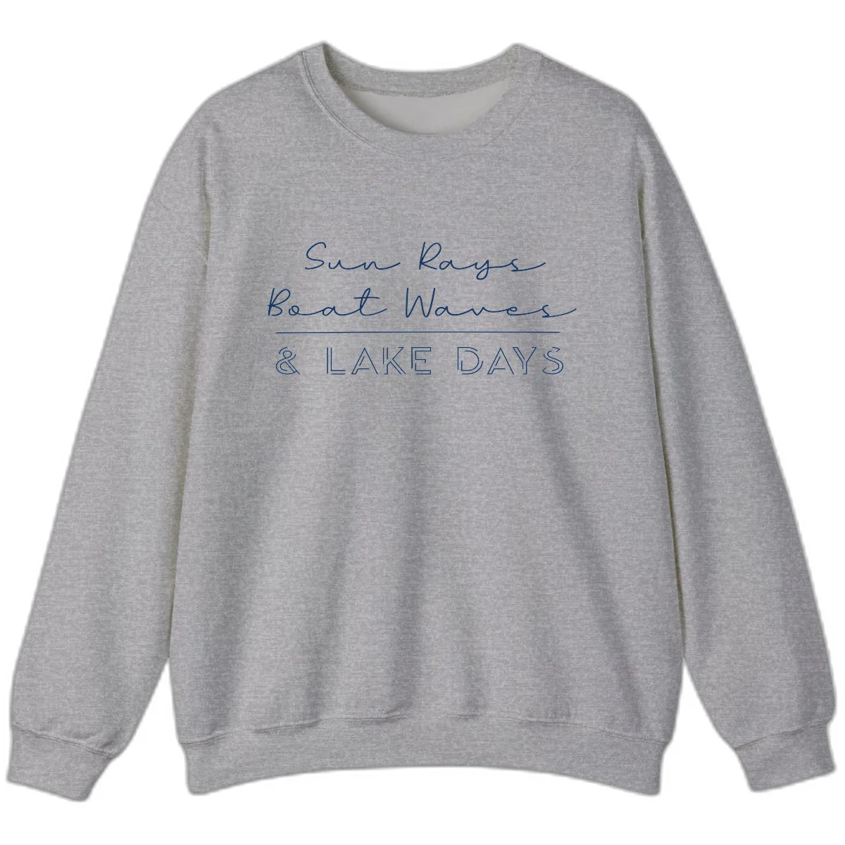 Sun Rays Boat Waves Lake Days Design Sweatshirt in Sport Grey