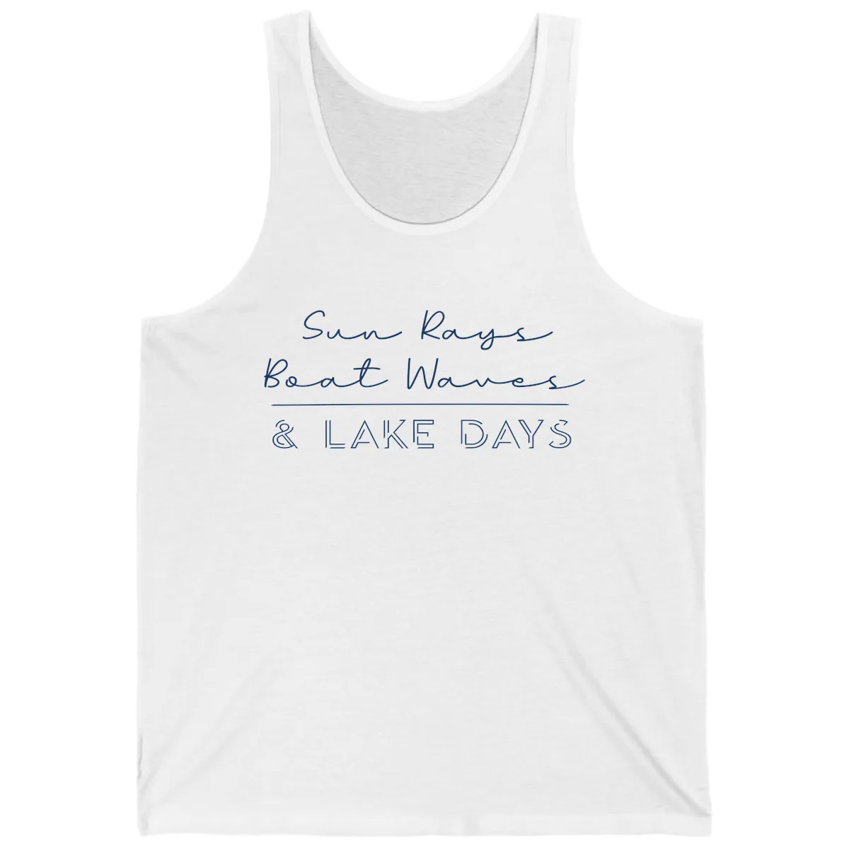 Sun Rays Boat Waves Lake Days Design Tank in White