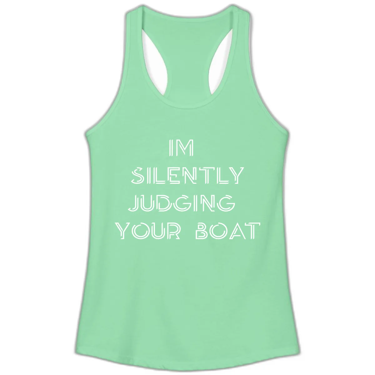 Silently Judging Your Boat Ladies Tank in Solid Mint