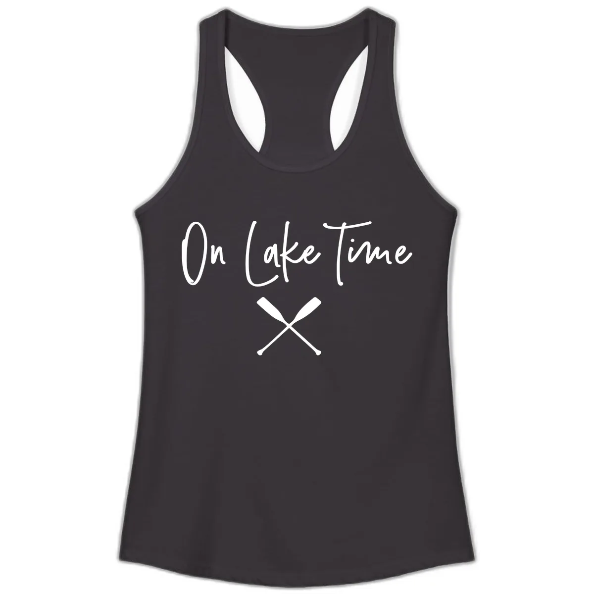 On Lake Time Lakeside Oars Ladies Tank in Black