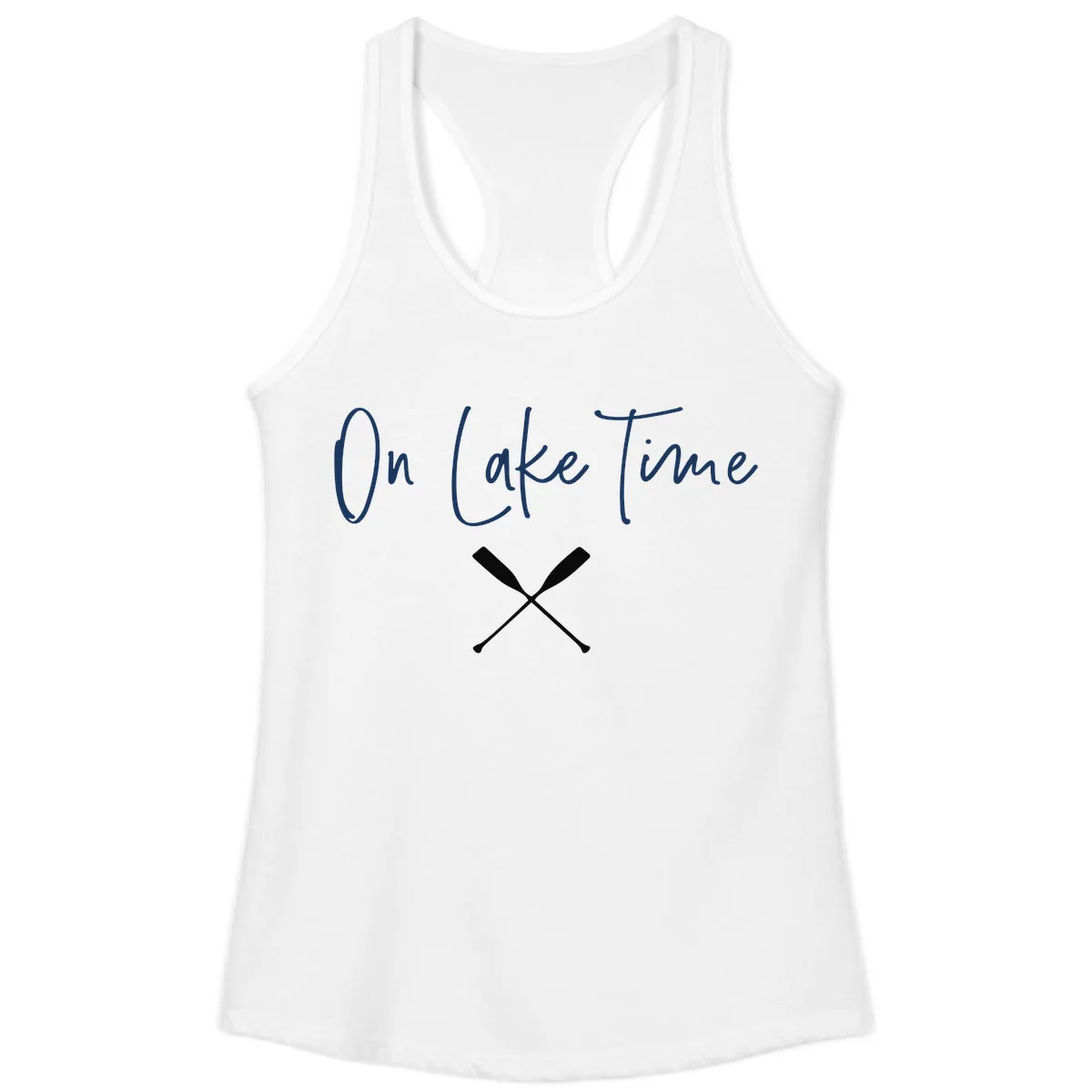 On Lake Time Lakeside Oars Ladies Tank in White