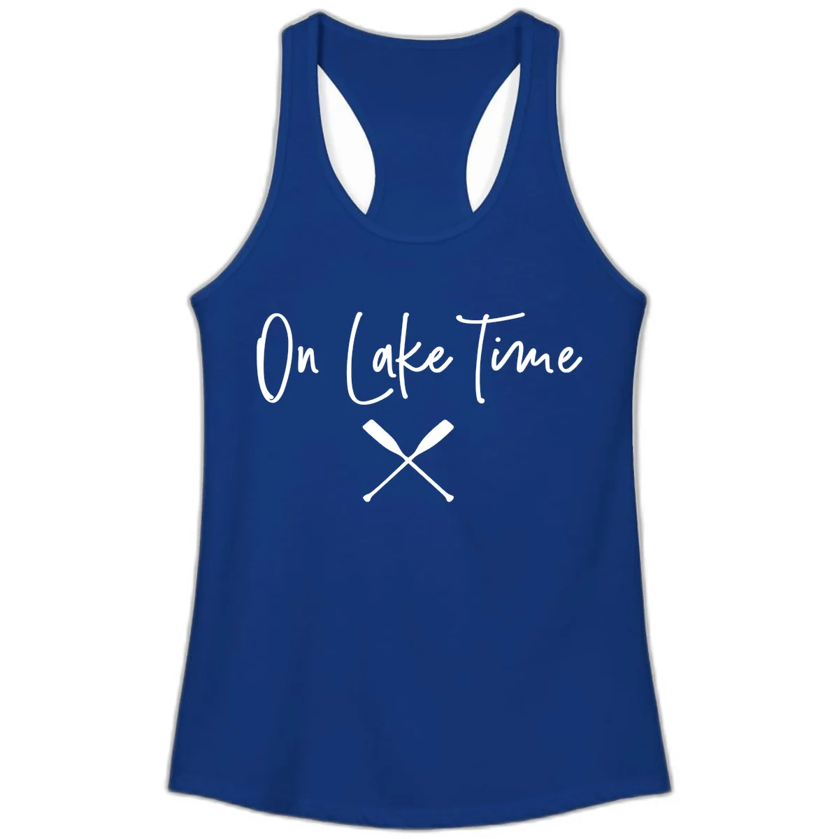 On Lake Time Lakeside Oars Ladies Tank in Solid Royal