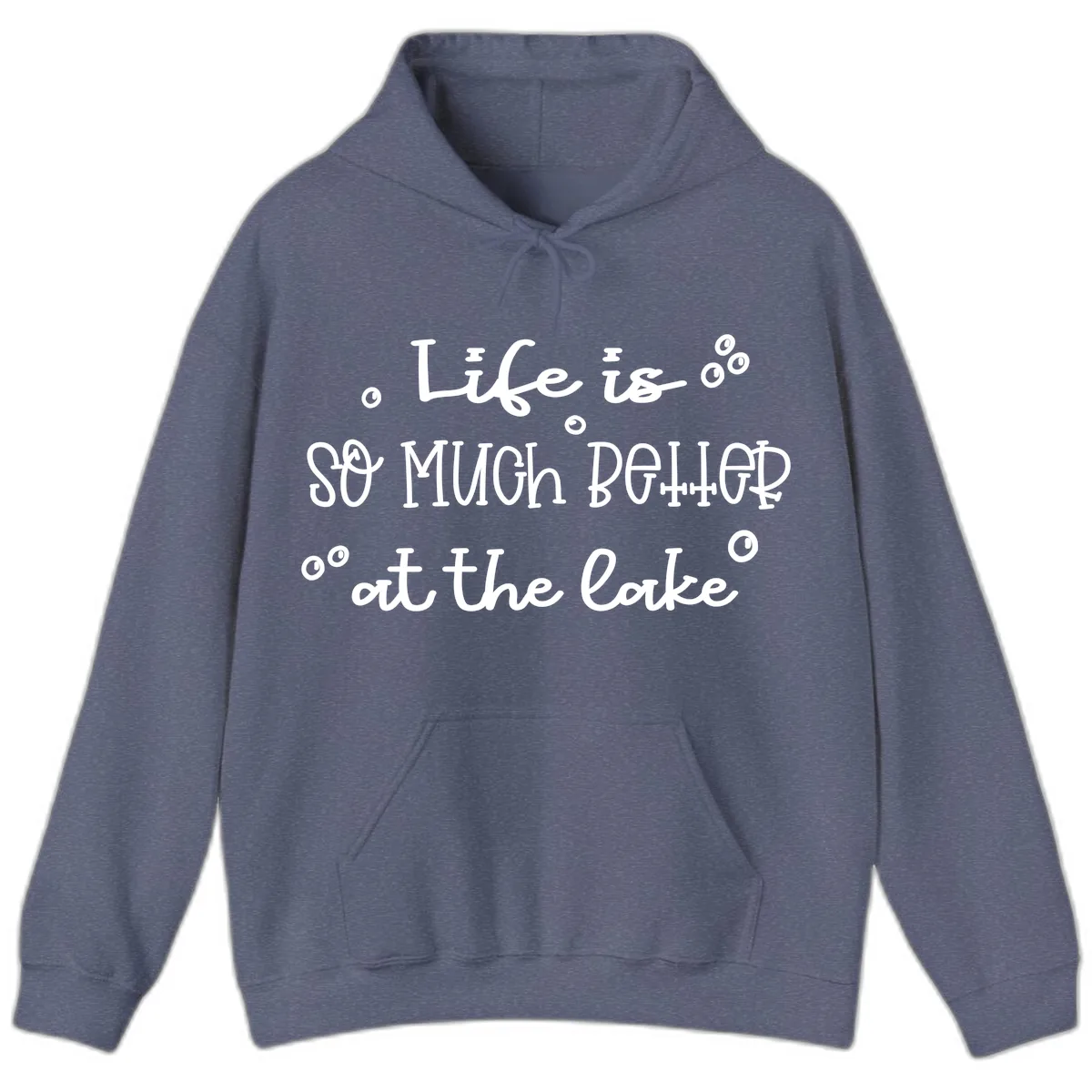 Life Is So Much Better At The Lake Hoodie in Heather Navy