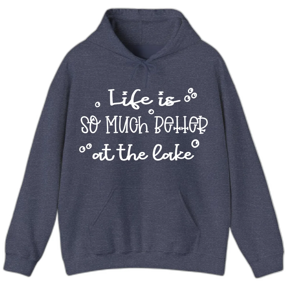 Life Is So Much Better At The Lake Hoodie in Heather Sport Dark Navy