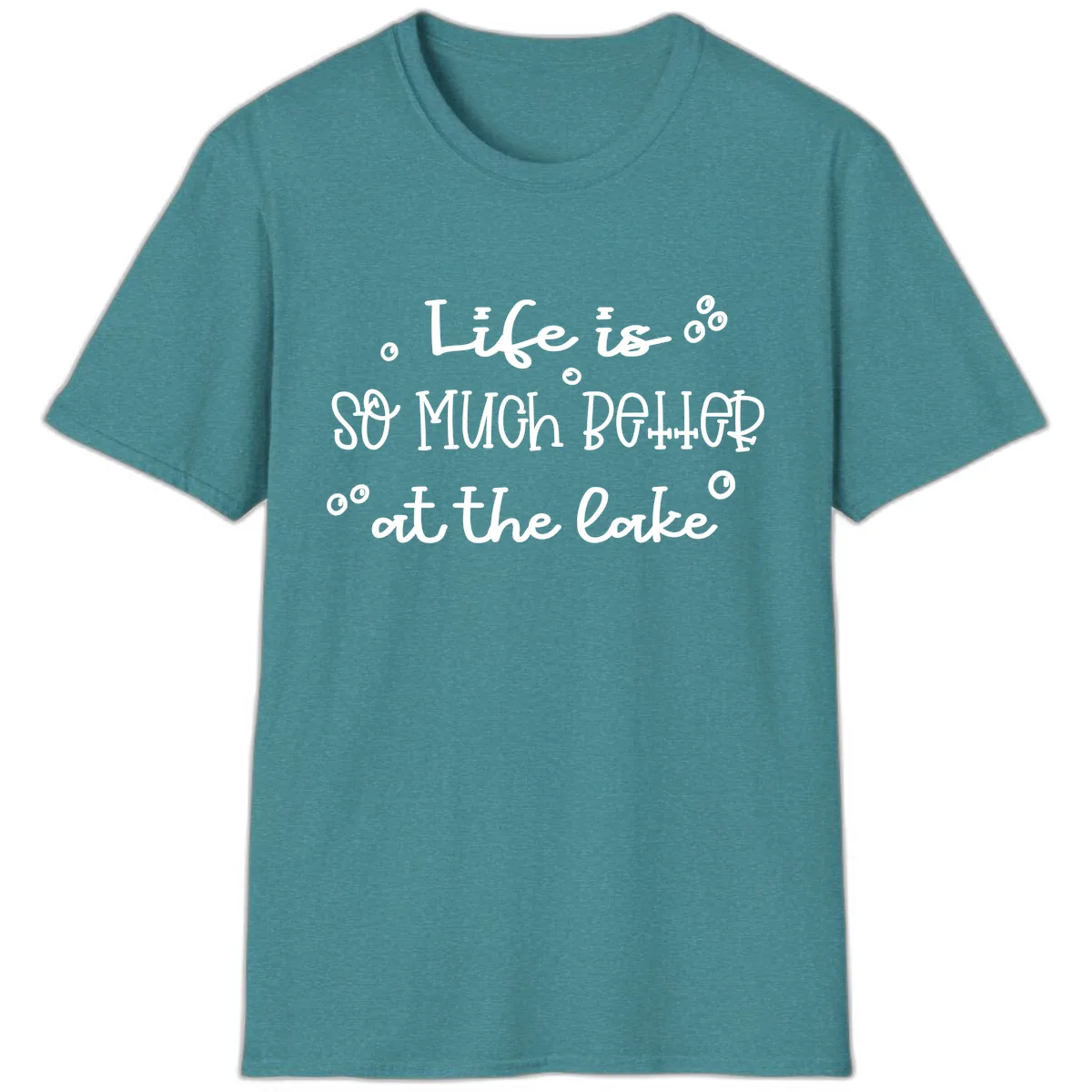 Life Is So Much Better At The Lake T-Shirt in Heather Galapagos Blue