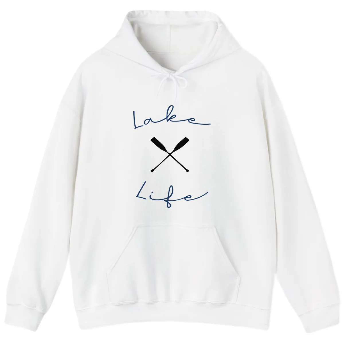 Lake Life Oar Design Hoodie in White
