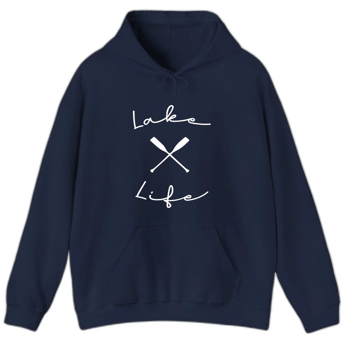 Lake Life Oar Design Hoodie in Navy